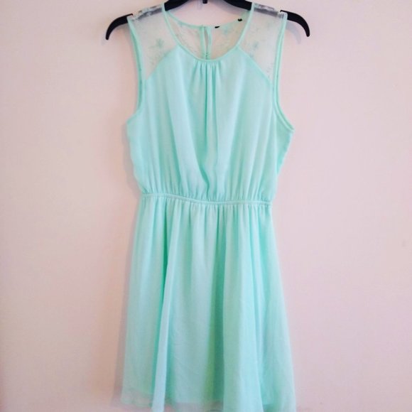 Aqua Lace Cocktail Dress - Picture 1 of 4